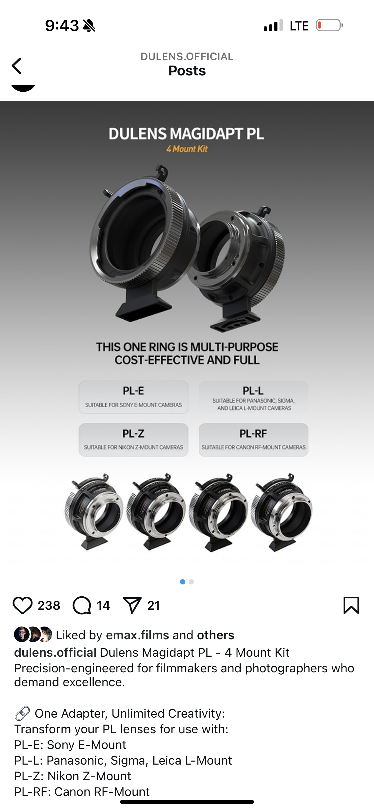 Dulens adapter set